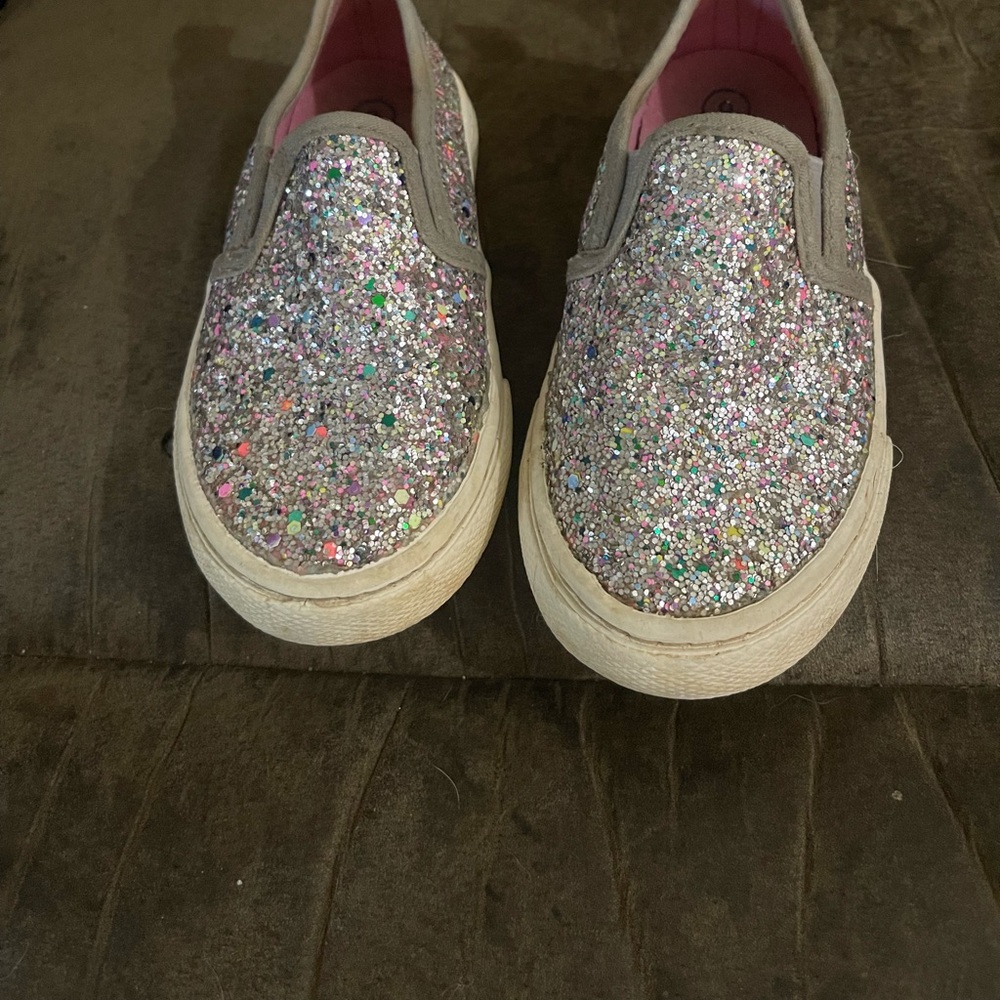 Cat & Jack Silver Dress Shoes Slip-On Style